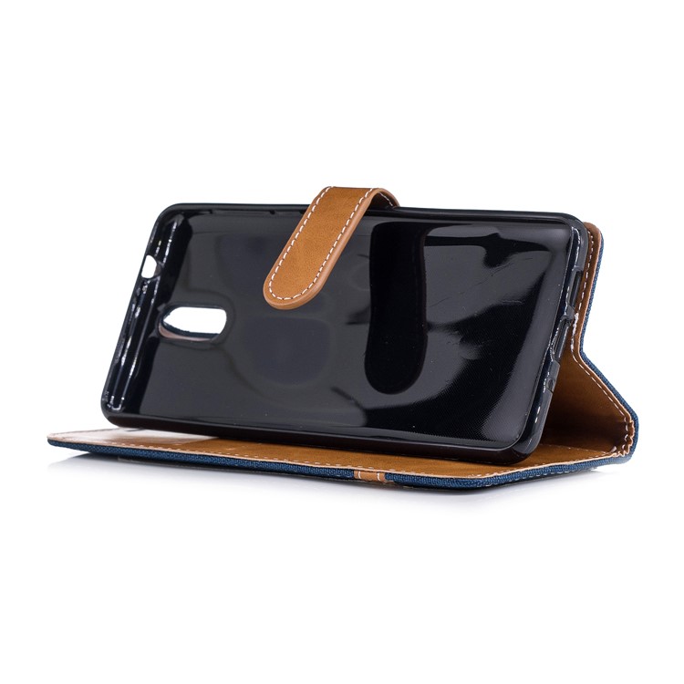 Assorted Color Jeans Cloth Wallet Leather Mobile Phone Case for Nokia 3.1 - Dark Blue-5