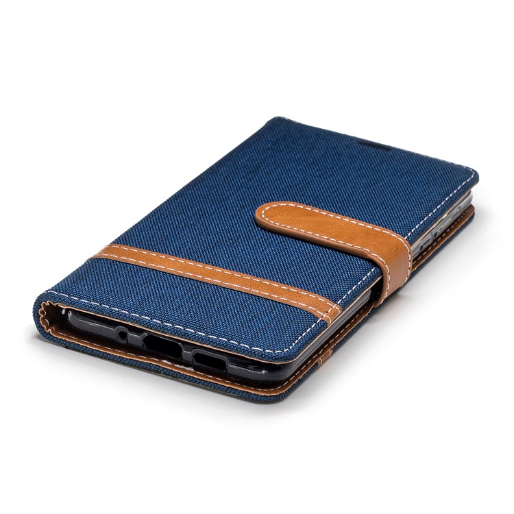 Assorted Color Jeans Cloth Wallet Leather Mobile Phone Case for Nokia 3.1 - Dark Blue-6