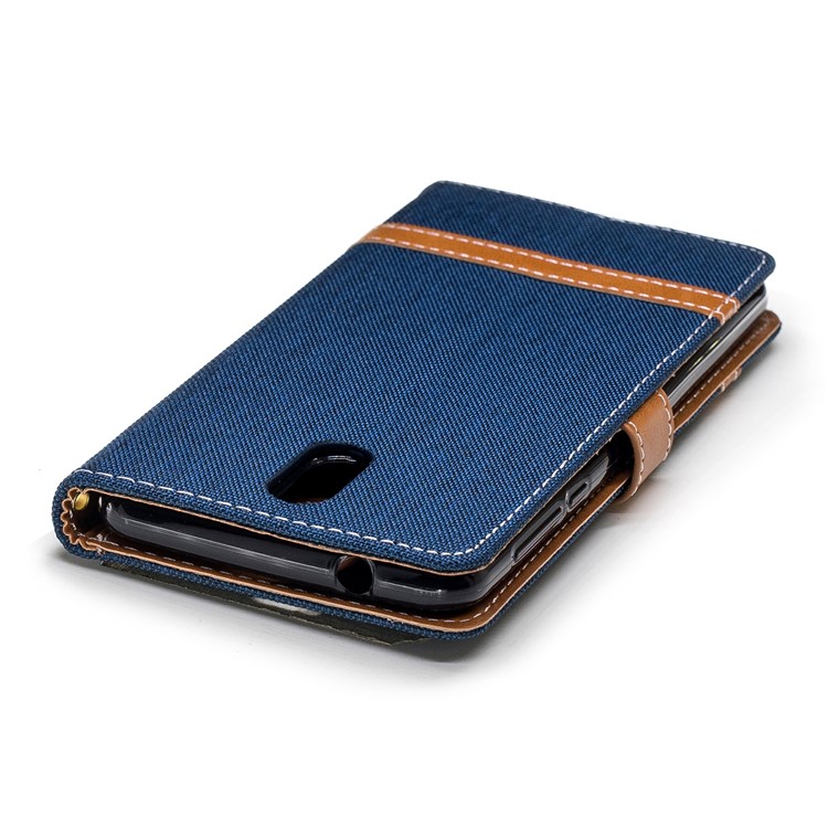 Assorted Color Jeans Cloth Wallet Leather Mobile Phone Case for Nokia 3.1 - Dark Blue-7