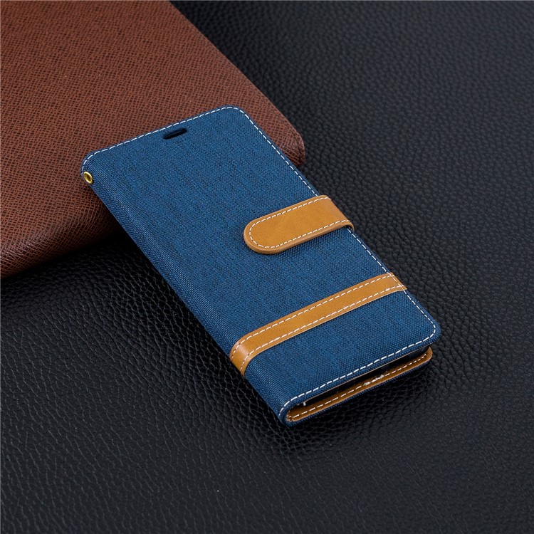Assorted Color Jeans Cloth Wallet Leather Mobile Phone Case for Nokia 3.1 - Dark Blue-9