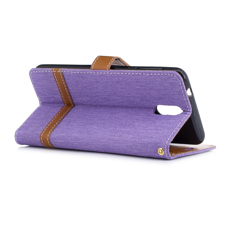 Assorted Color Jeans Cloth Wallet Leather Magnetic Case for Nokia 3.1 - Purple-4