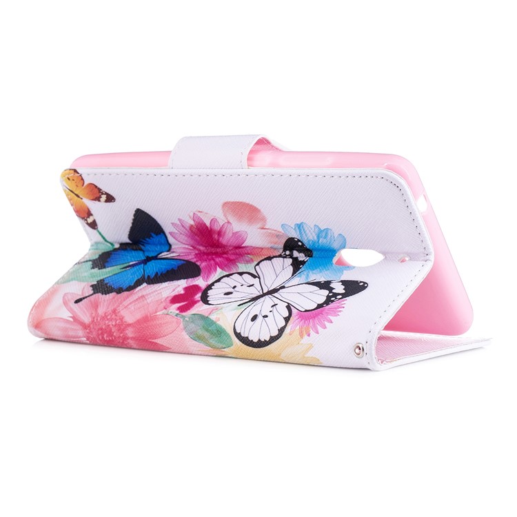 Pattern Printing PU Leather Protection Cell Phone Cover for Nokia 2.1 - Butterflies and Flowers-4