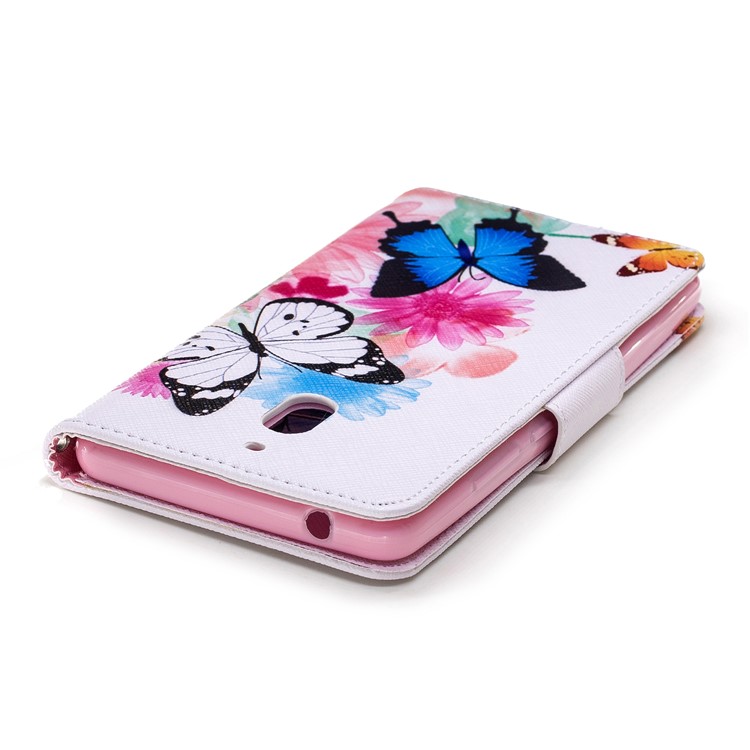 Pattern Printing PU Leather Protection Cell Phone Cover for Nokia 2.1 - Butterflies and Flowers-7