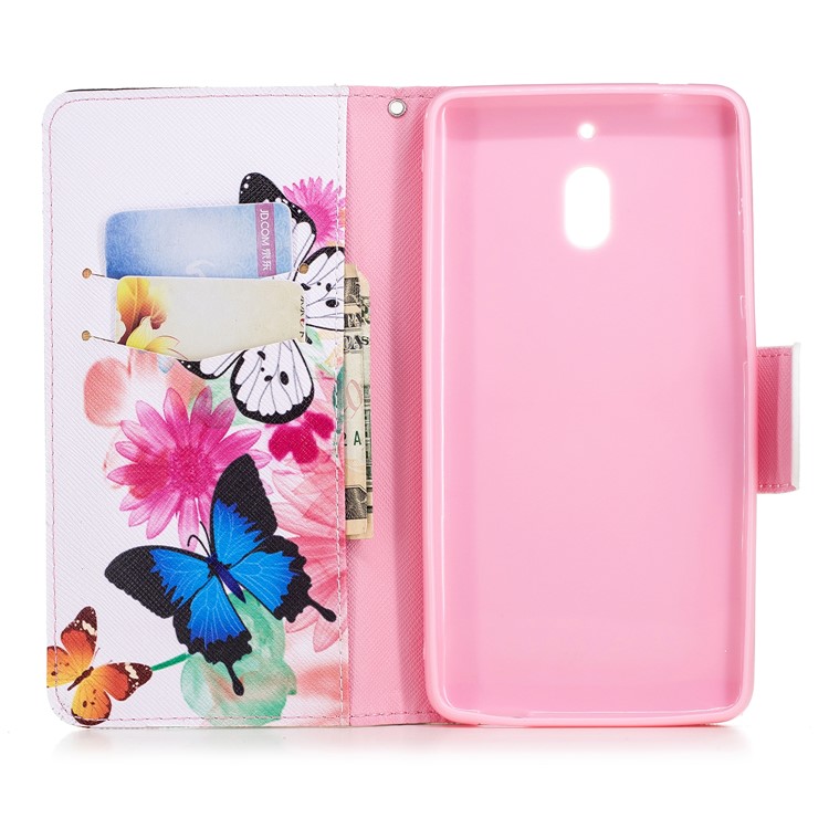 Pattern Printing PU Leather Protection Cell Phone Cover for Nokia 2.1 - Butterflies and Flowers-8