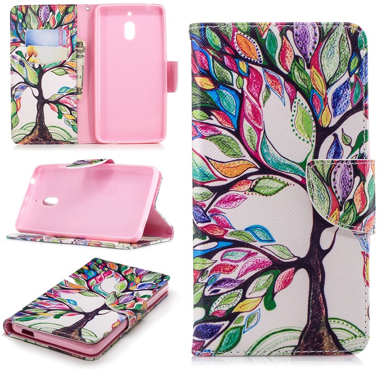 Pattern Printing PU Leather Protection Cell Phone Shell for Nokia 2.1 - Colorized Tree-1