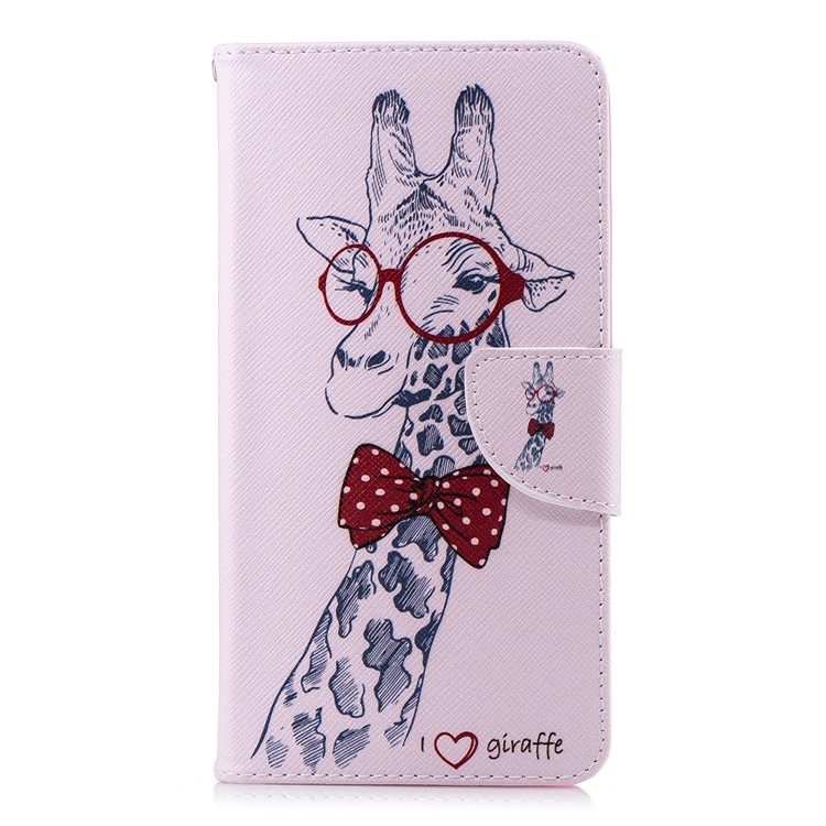 Pattern Printing PU Leather Protection Cell Phone Casing for Nokia 2.1 - Giraffe Wearing Glasses-2