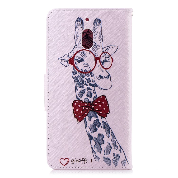 Pattern Printing PU Leather Protection Cell Phone Casing for Nokia 2.1 - Giraffe Wearing Glasses-3