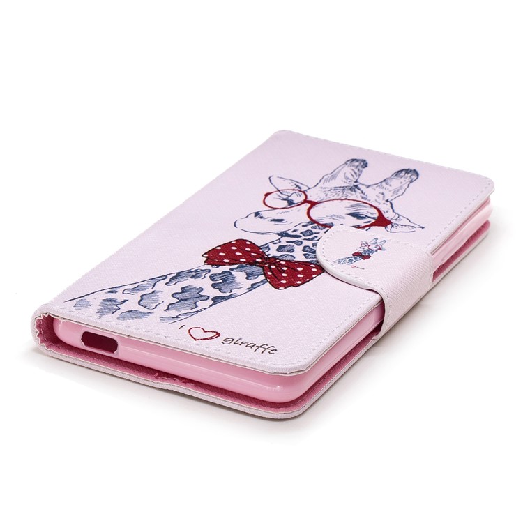 Pattern Printing PU Leather Protection Cell Phone Casing for Nokia 2.1 - Giraffe Wearing Glasses-6