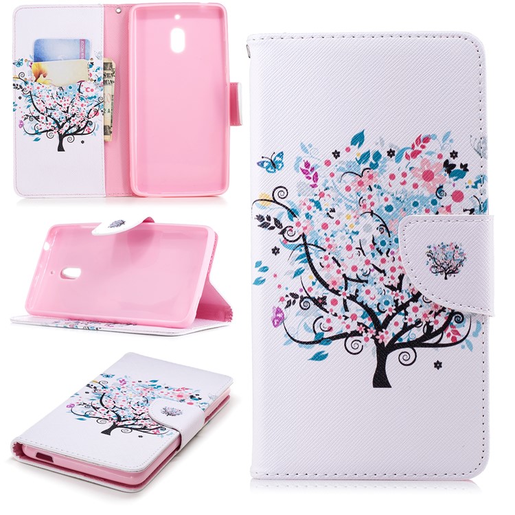Pattern Printing PU Leather Protection Mobile Phone Case for Nokia 2.1 - Flowered Tree-1