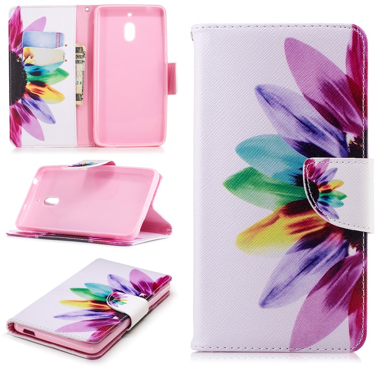 Pattern Printing PU Leather Protection Mobile Phone Cover for Nokia 2.1 - Petals Pattern-1