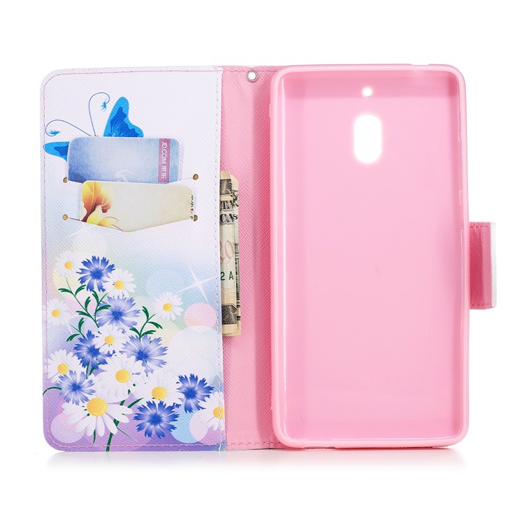 Pattern Printing PU Leather Protection Phone Case for Nokia 2.1 - Blue Butterflies-8