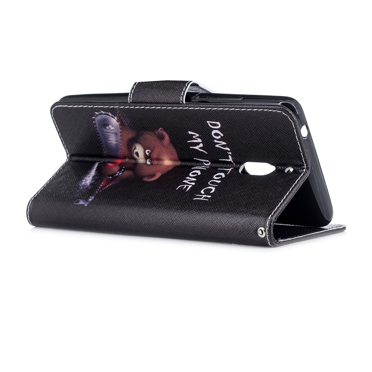 Pattern Printing PU Leather Magnetic Protection Cell Phone Case for Nokia 2.1 - Bear And Its Warnings-4