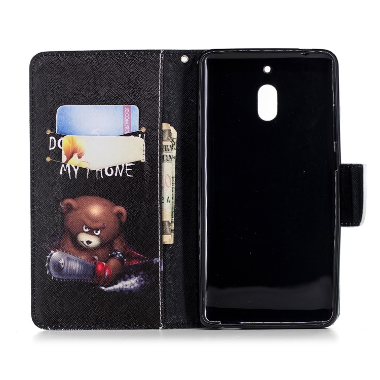 Pattern Printing PU Leather Magnetic Protection Cell Phone Case for Nokia 2.1 - Bear And Its Warnings-8