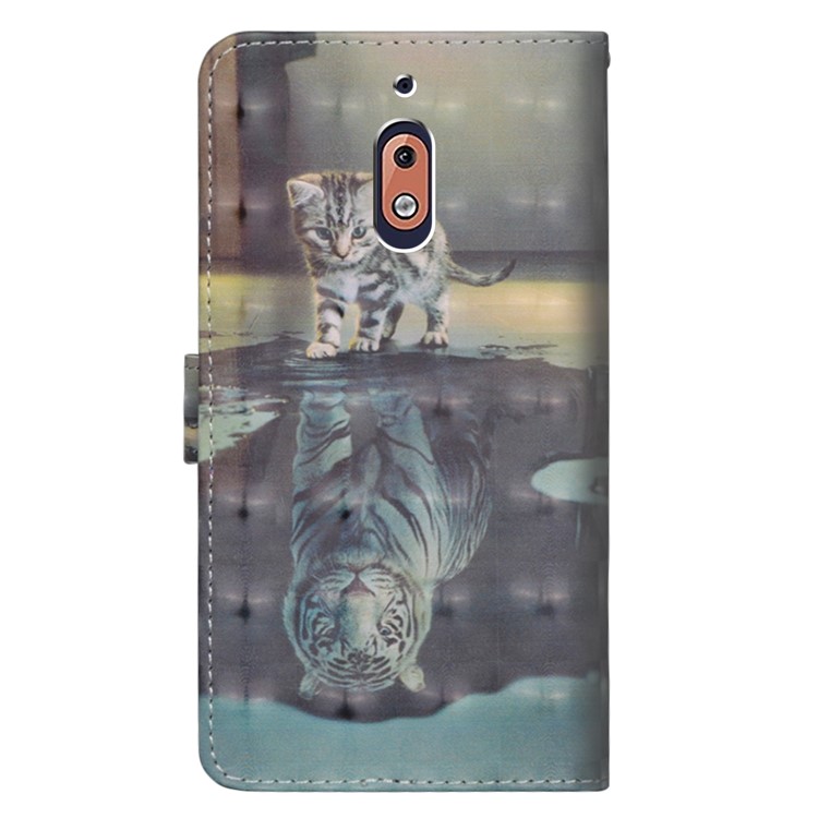 Pattern Printing Magnetic Leather Wallet Case for Nokia 2.1 - Cat Pattern-5