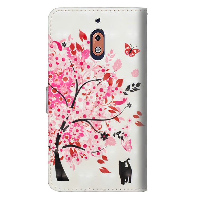 Pattern Printing Wallet Leather Stand Case for Nokia 2.1 - Flowered Tree-5