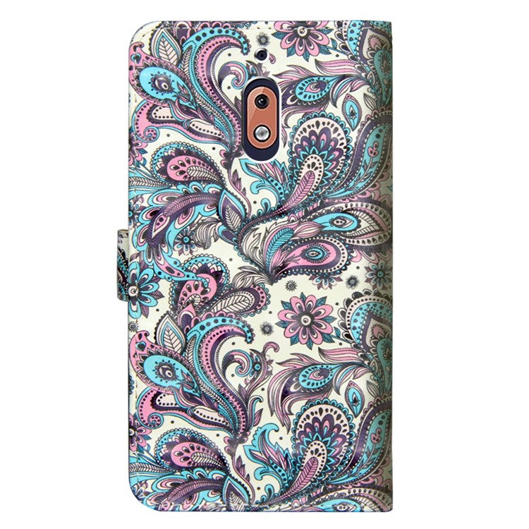 Pattern Printing Leather Card Holder Case for Nokia 2.1 - Colorized Flower-5