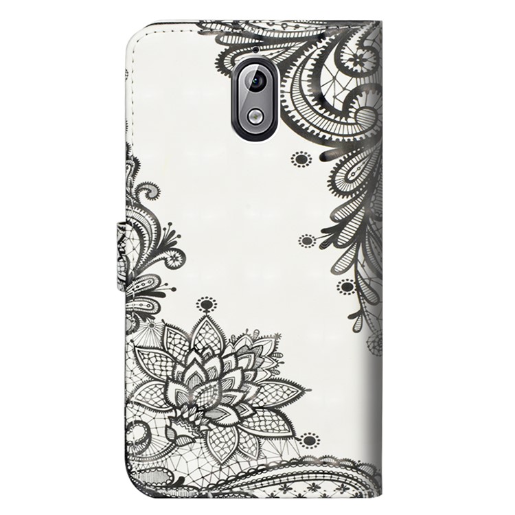 Pattern Printing Light Spot Decor Wallet Stand Leather Flip Case for Nokia 3.1 - Lace Flower-5