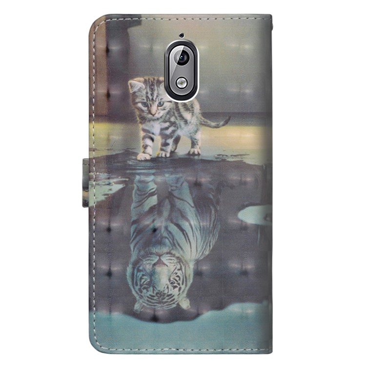 Pattern Printing Light Spot Decor Wallet Stand Leather Flip Cover for Nokia 3.1 - Cat-5
