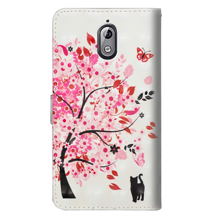Pattern Printing Light Spot Decor Wallet Stand Leather Flip Casing for Nokia 3.1 - Flowered Tree-5
