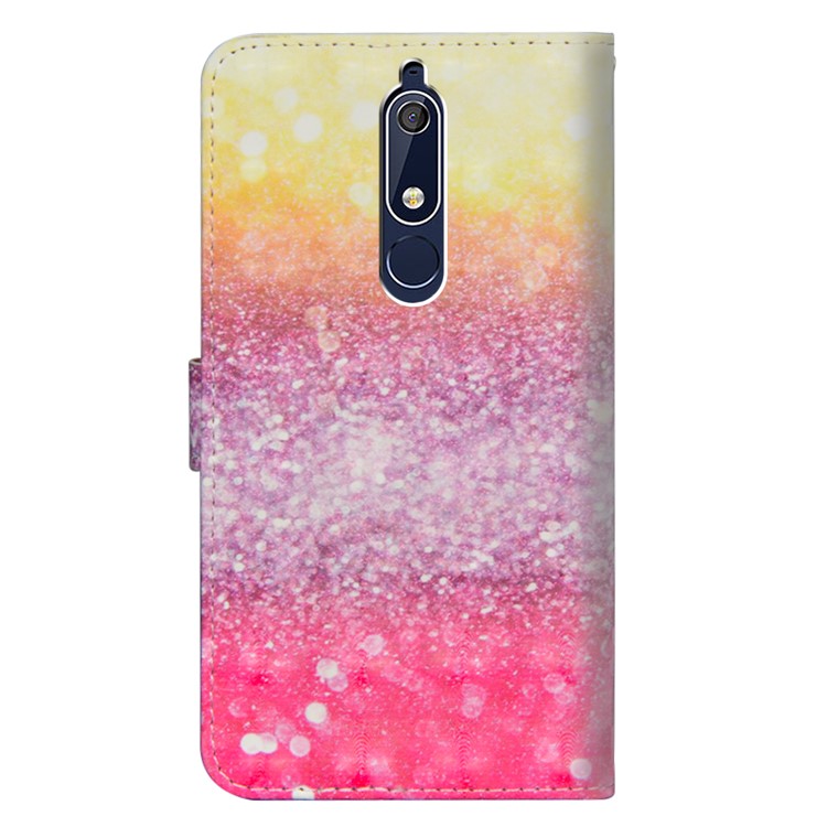 Pattern Printing Light Spot Decor Wallet Stand Leather Flip Shell for Nokia 5.1 - Glittery Element-5