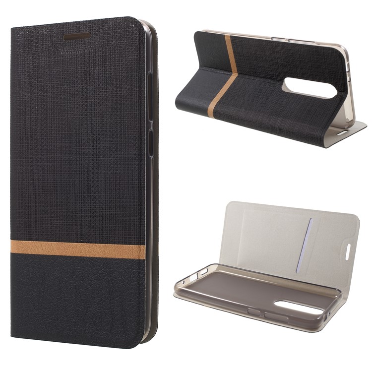 Cross Texture PU Leather Card Holder Phone Casing for Nokia 5.1 Plus / X5 - Black-1