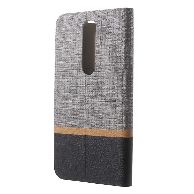 Cross Texture PU Leather Case with Card Holder for Nokia 5.1 Plus / X5 - Grey-2