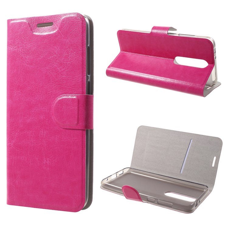 Crazy Horse Texture Stand Leather Card Holder Mobile Case for Nokia 5.1 Plus / X5 - Rose-1
