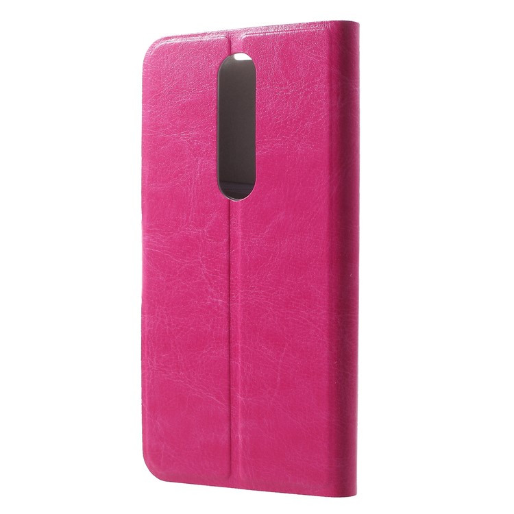 Crazy Horse Texture Stand Leather Card Holder Mobile Case for Nokia 5.1 Plus / X5 - Rose-2