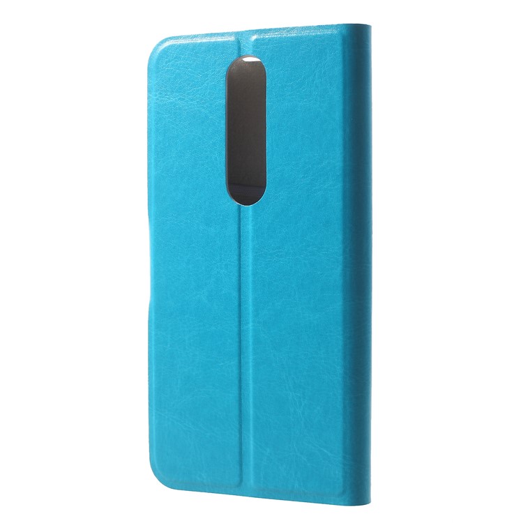 For Nokia 5.1 Plus / X5 Crazy Horse Texture Stand Leather Card Holder Phone Casing - Blue-2
