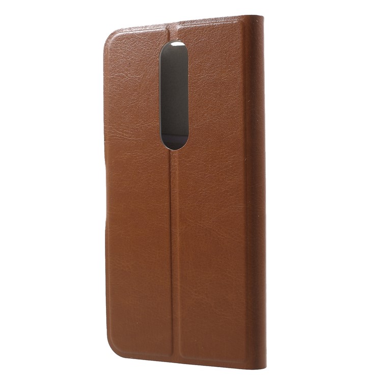 Crazy Horse Texture Stand Leather Card Holder Protection Flip Case for Nokia 5.1 Plus / X5 - Brown-2