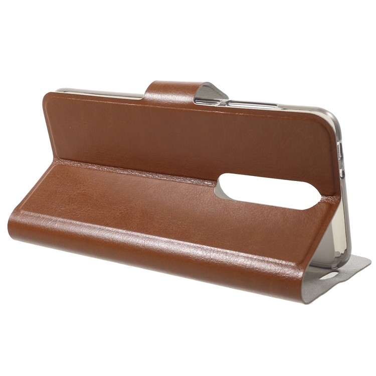 Crazy Horse Texture Stand Leather Card Holder Protection Flip Case for Nokia 5.1 Plus / X5 - Brown-4