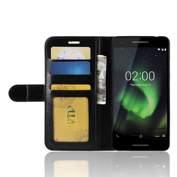 Crazy Horse Texture Wallet Stand Leather Phone Case for Nokia 2.1 - Black-6