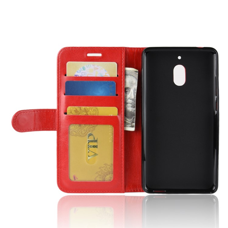 Crazy Horse Texture Wallet Stand Leather Phone Shell for Nokia 2.1 - Red-5