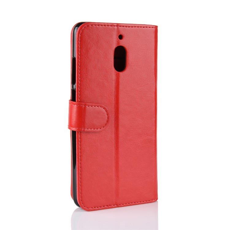 Crazy Horse Texture Wallet Stand Leather Phone Shell for Nokia 2.1 - Red-8