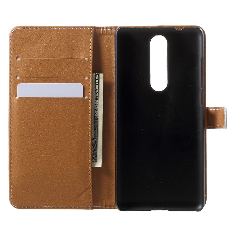 For Nokia 5.1 Pattern Printing Leather Folio Wallet Stand Casing - Black and White Cat-5