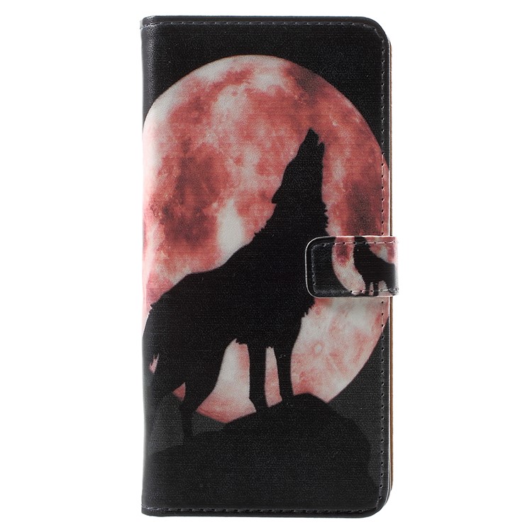 For Nokia 5.1 Pattern Printing Leather Folio Wallet Stand Case - Wolf Howling at the Moon-1