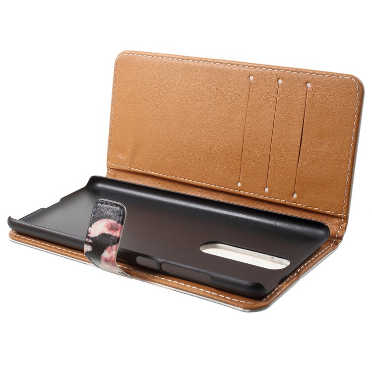 For Nokia 5.1 Pattern Printing Leather Folio Wallet Stand Case - Wolf Howling at the Moon-5