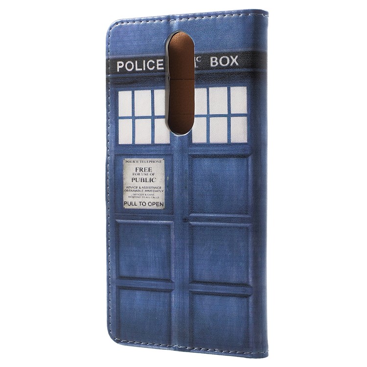 For Nokia 5.1 Pattern Printing Leather Folio Wallet Stand Mobile Casing - Police Public Call Box-3