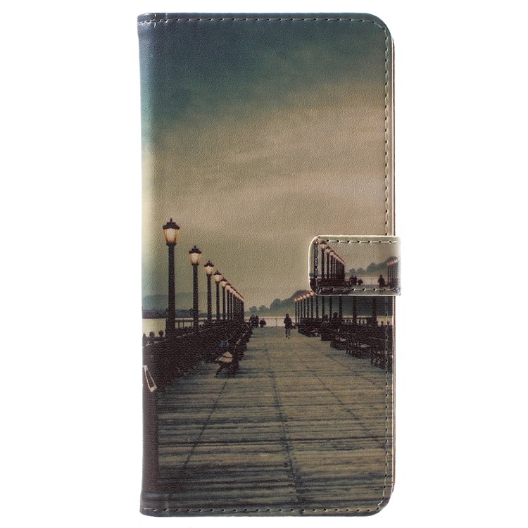 For Nokia 5.1 Pattern Printing Leather Folio Wallet Stand Cellphone Cover - Dock at Sunset-1