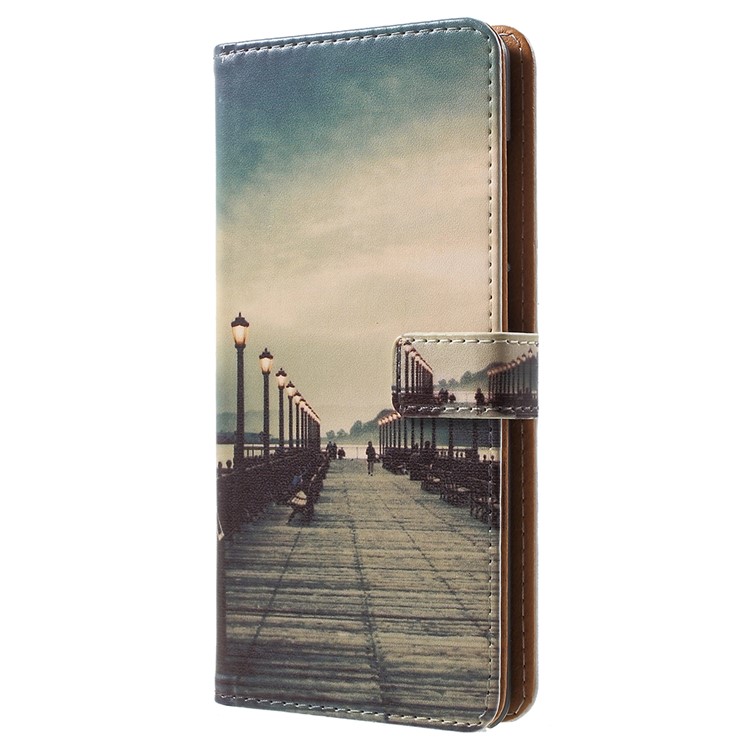 For Nokia 5.1 Pattern Printing Leather Folio Wallet Stand Cellphone Cover - Dock at Sunset-2