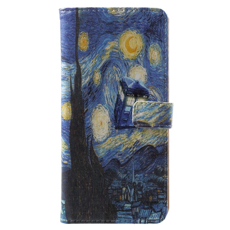 For Nokia 5.1 Pattern Printing Leather Folio Wallet Stand Cellphone Shell - Starry Night-1