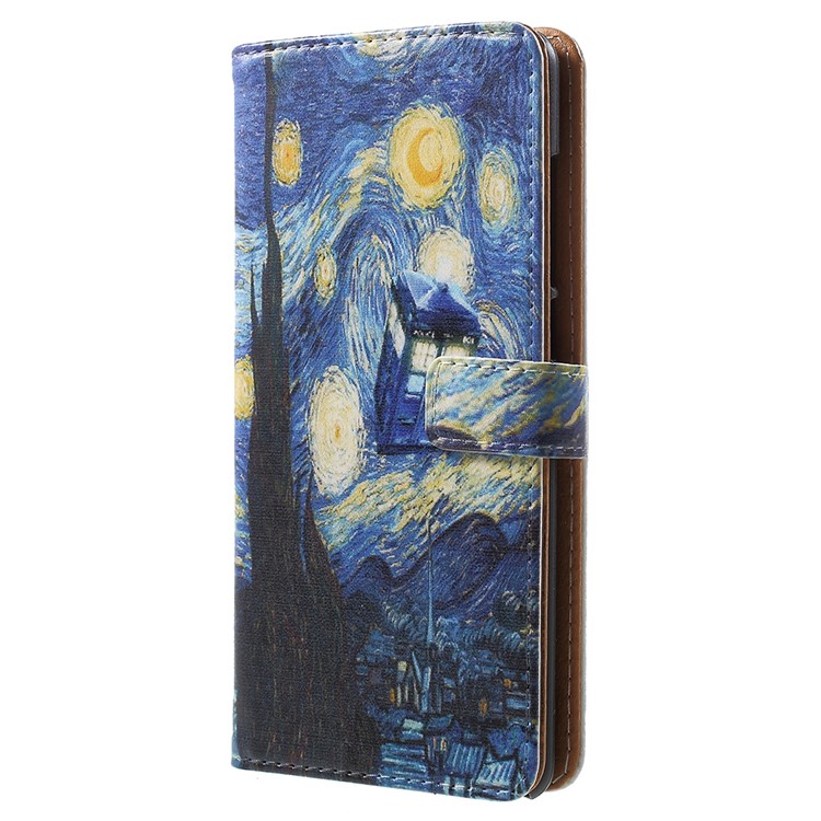 For Nokia 5.1 Pattern Printing Leather Folio Wallet Stand Cellphone Shell - Starry Night-2