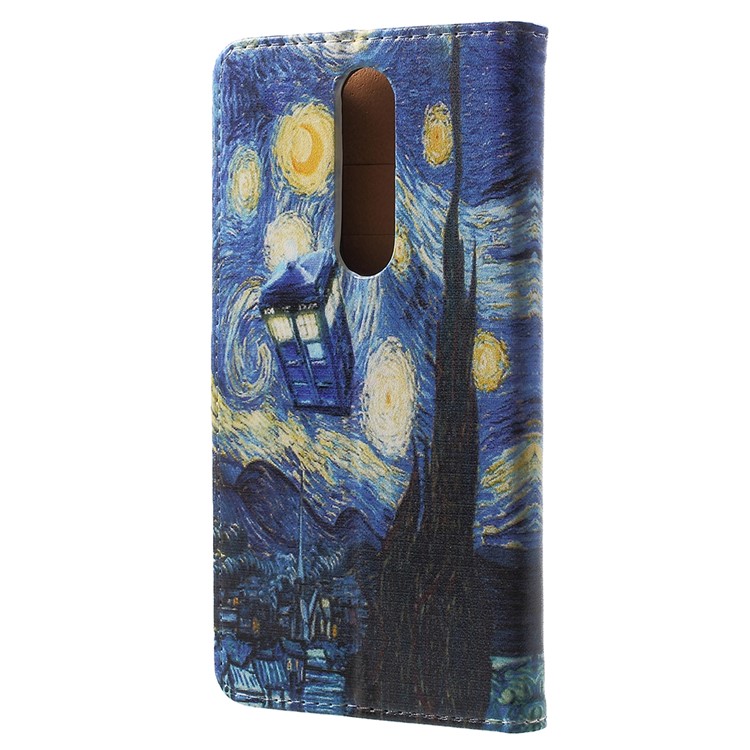 For Nokia 5.1 Pattern Printing Leather Folio Wallet Stand Cellphone Shell - Starry Night-3