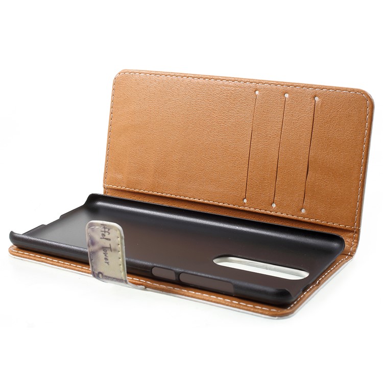 For Nokia 5.1 Pattern Printing Leather Folio Wallet Stand Accessory Phone Case - Eiffel Tower and Mustache-5