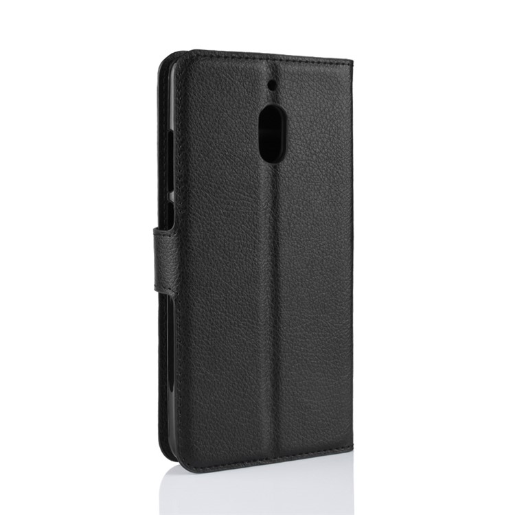 Litchi Skin PU Leather Magnetic Wallet Stand Case for Nokia 2.1 - Black-6