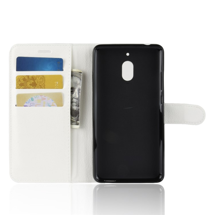 Litchi Skin PU Leather Magnetic Wallet Stand Cover for Nokia 2.1 - White-3