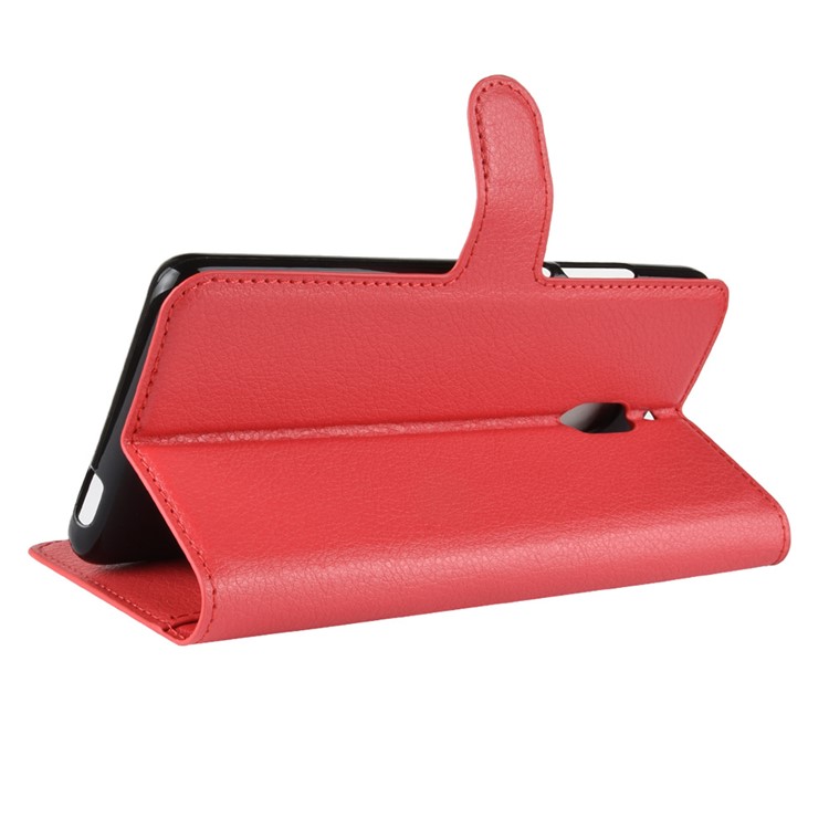 Litchi Skin PU Leather Magnetic Wallet Stand Shell for Nokia 2.1 - Red-5