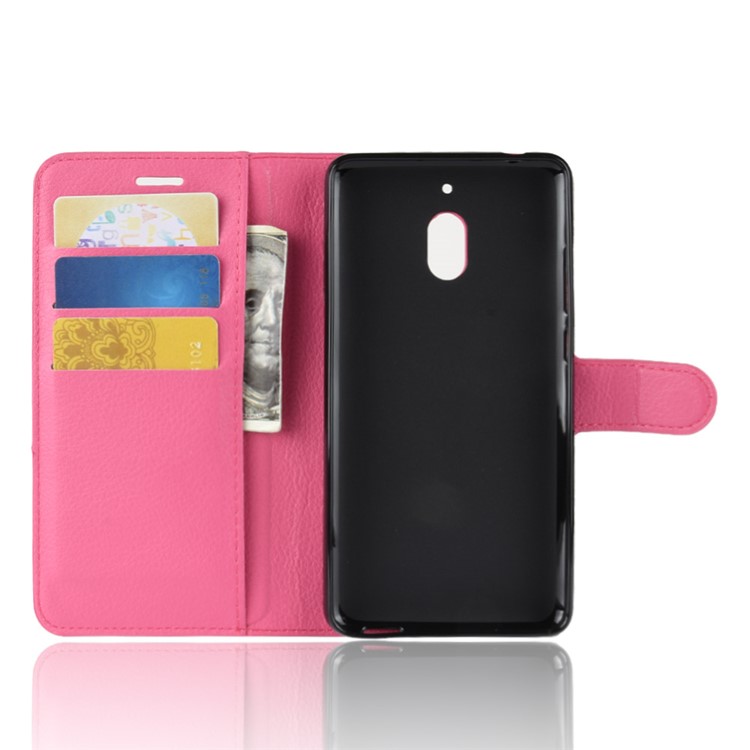 Litchi Skin PU Leather Magnetic Wallet Stand Casing for Nokia 2.1 - Rose-3