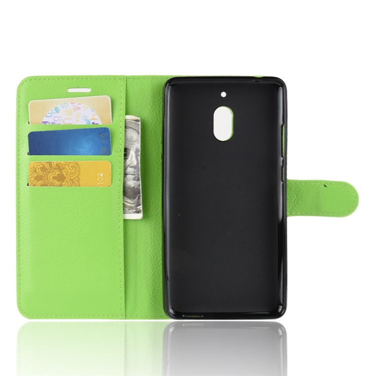Litchi Skin PU Leather Magnetic Wallet Stand Cell Phone Case for Nokia 2.1 - Green-3