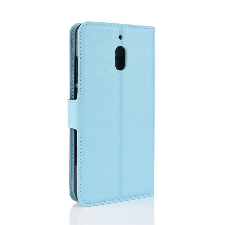 Litchi Skin PU Leather Magnetic Wallet Stand Mobile Phone Shell for Nokia 2.1 - Blue-6